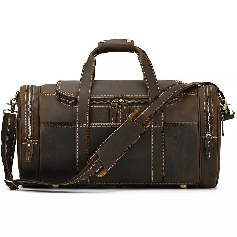 The Wainwright Weekender | Round  Vintage Leather Weekender from STEEL HORSE LEATHER