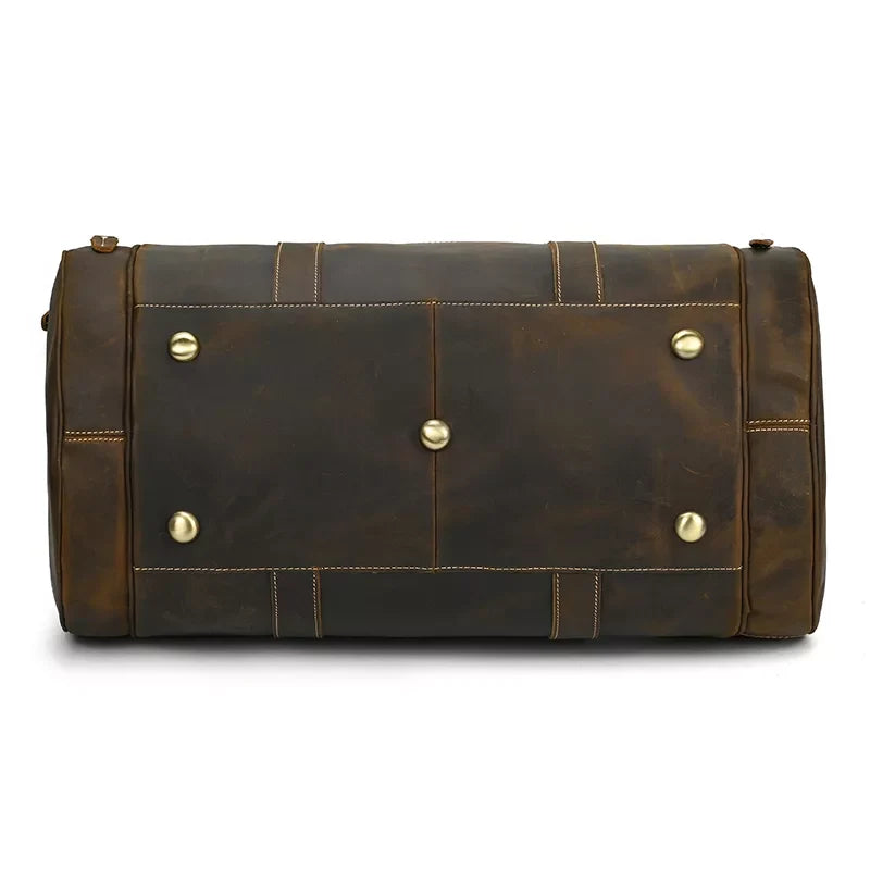 The Wainwright Weekender | Round  Vintage Leather Weekender from STEEL HORSE LEATHER