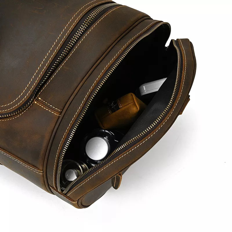 The Wainwright Weekender | Round  Vintage Leather Weekender from STEEL HORSE LEATHER
