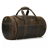 The Wainwright Weekender | Round  Vintage Leather Weekender from STEEL HORSE LEATHER