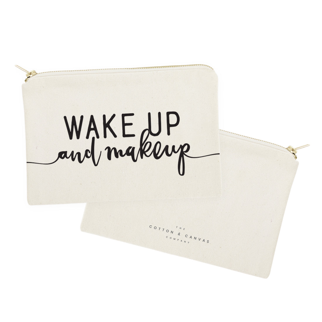 Wake Up and Makeup Cotton Canvas Cosmetic Bag from The Cotton & Canvas Co.