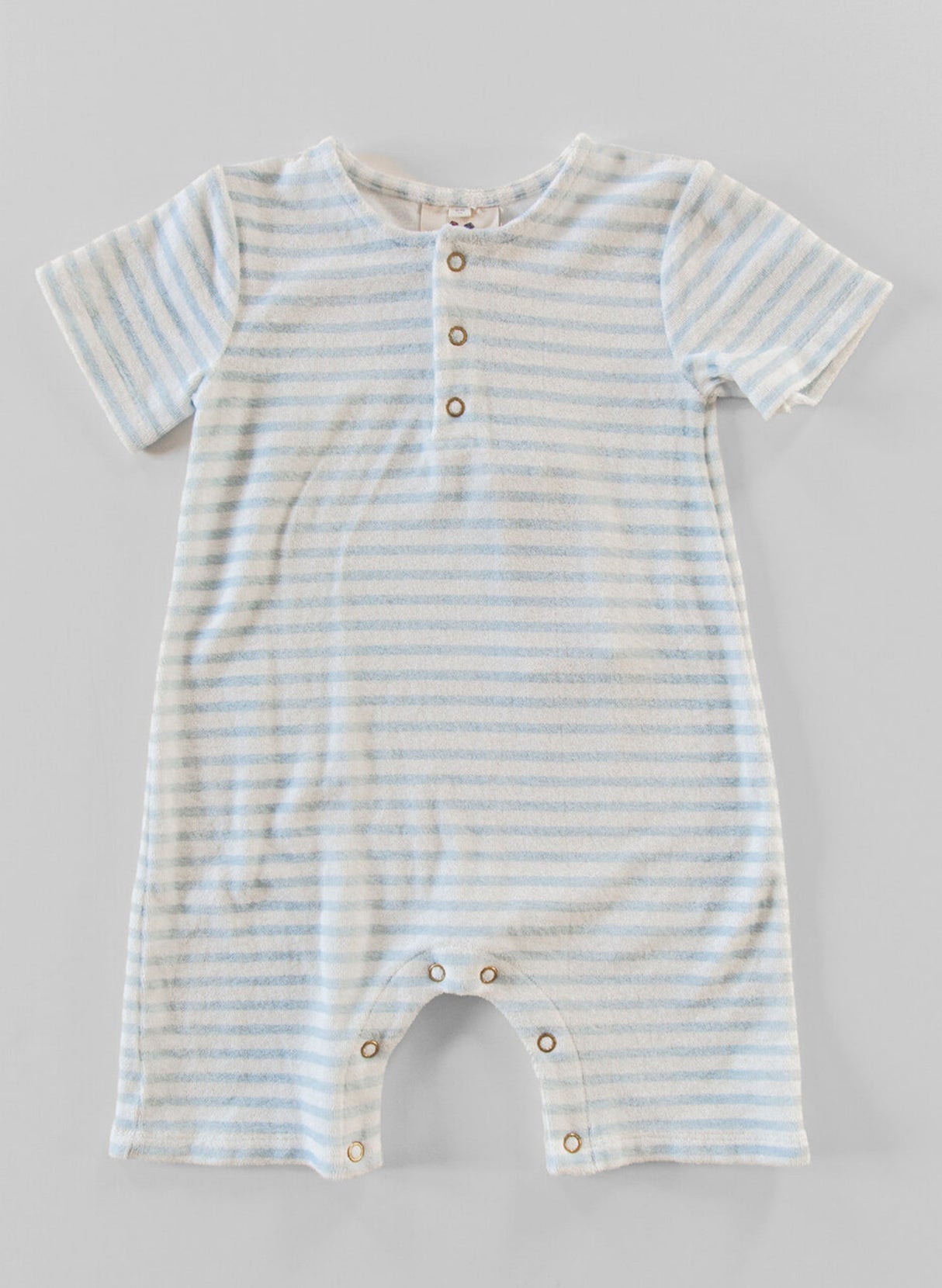 Walker Terry Romper - Blue & White Stripe from Timo & Violet
