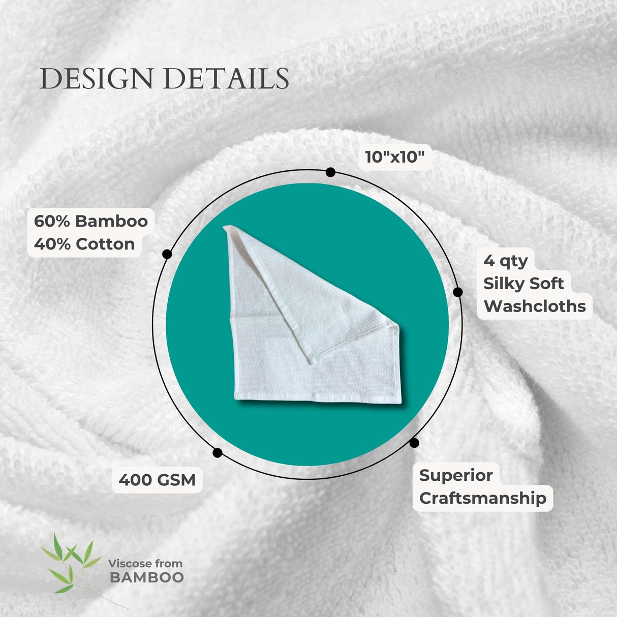 Bamboo Refresh Facial and Fingertip 4pc Towel Set from BedVoyage