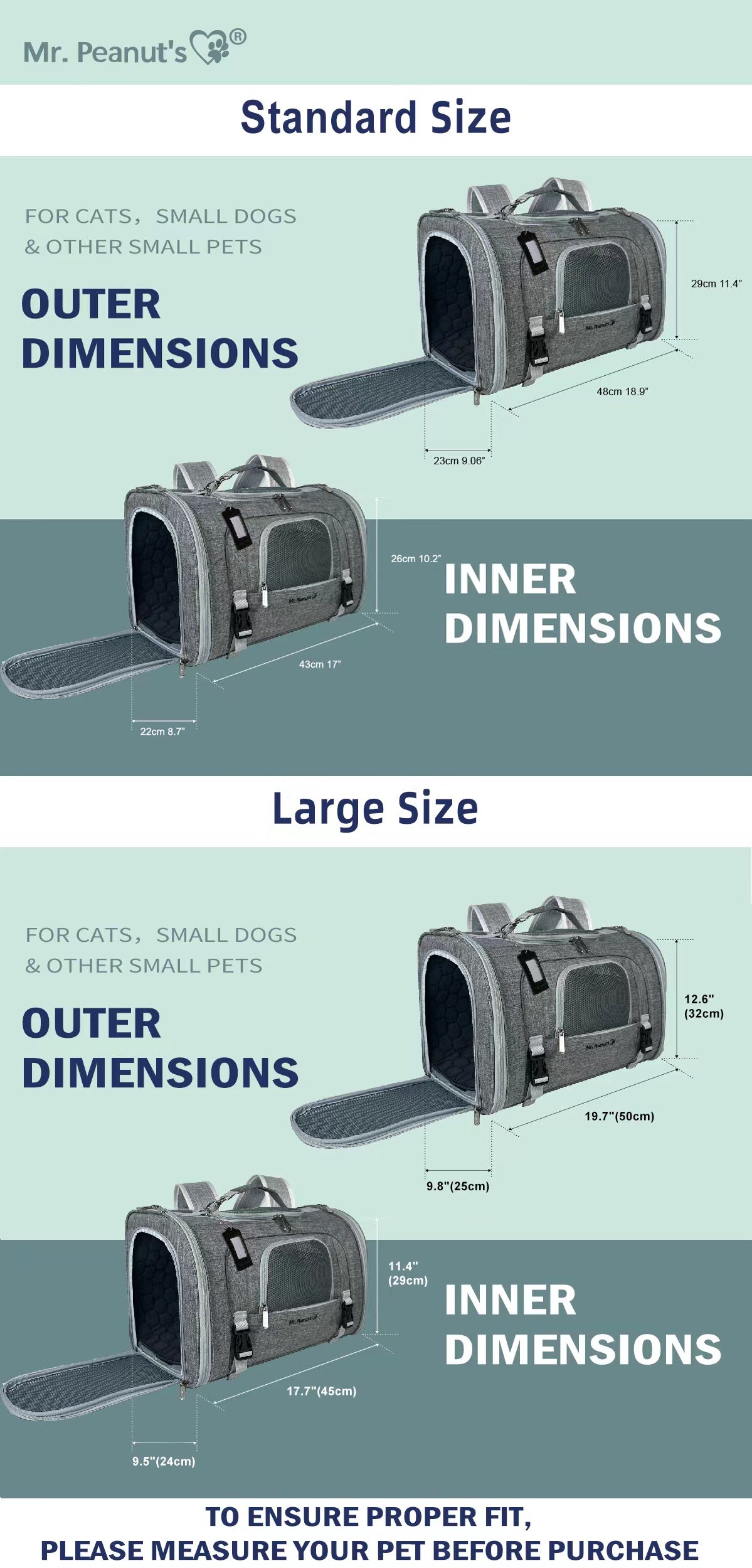 Mr. Peanut's Monterey Series Airline Compliant Horizontal Backpack Pet Carrier from Mr. Peanut's Pet Carriers