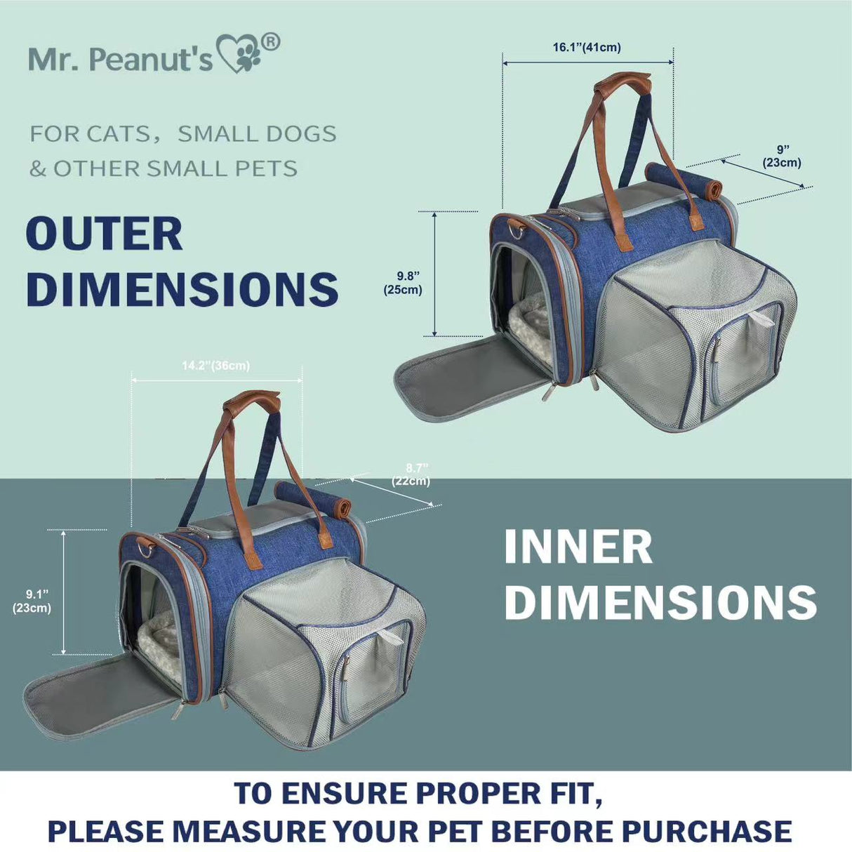 Mr. Peanut's Gold Series Mini Size Airline Compliant Expandable Pet Carrier from Mr. Peanut's Pet Carriers