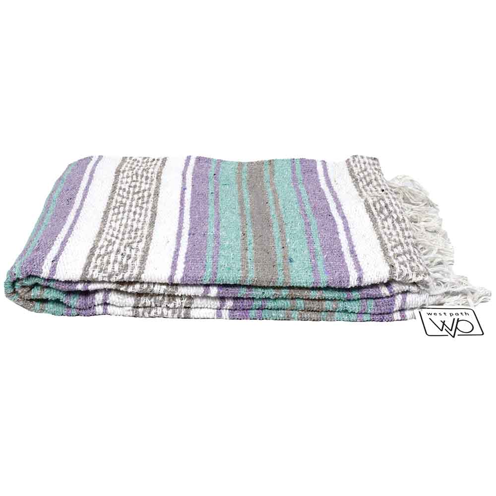 Seafoam Green & Pastel Purple Mexican Falsa Blanket from West Path