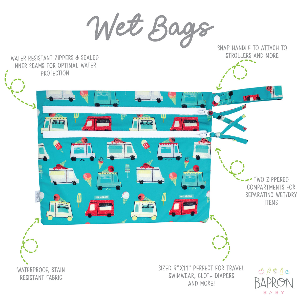 Ice Cream Truck - Waterproof Wet Bag (For mealtime, on-the-go, and more!) from BapronBaby