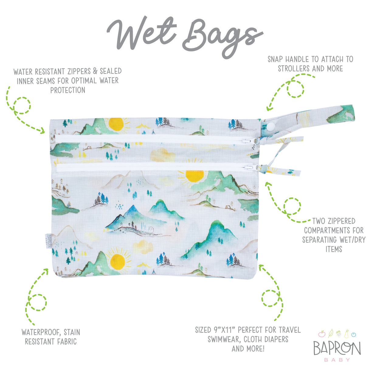 Mountain Mist - Waterproof Wet Bag (For mealtime, on-the-go, and more!) from BapronBaby