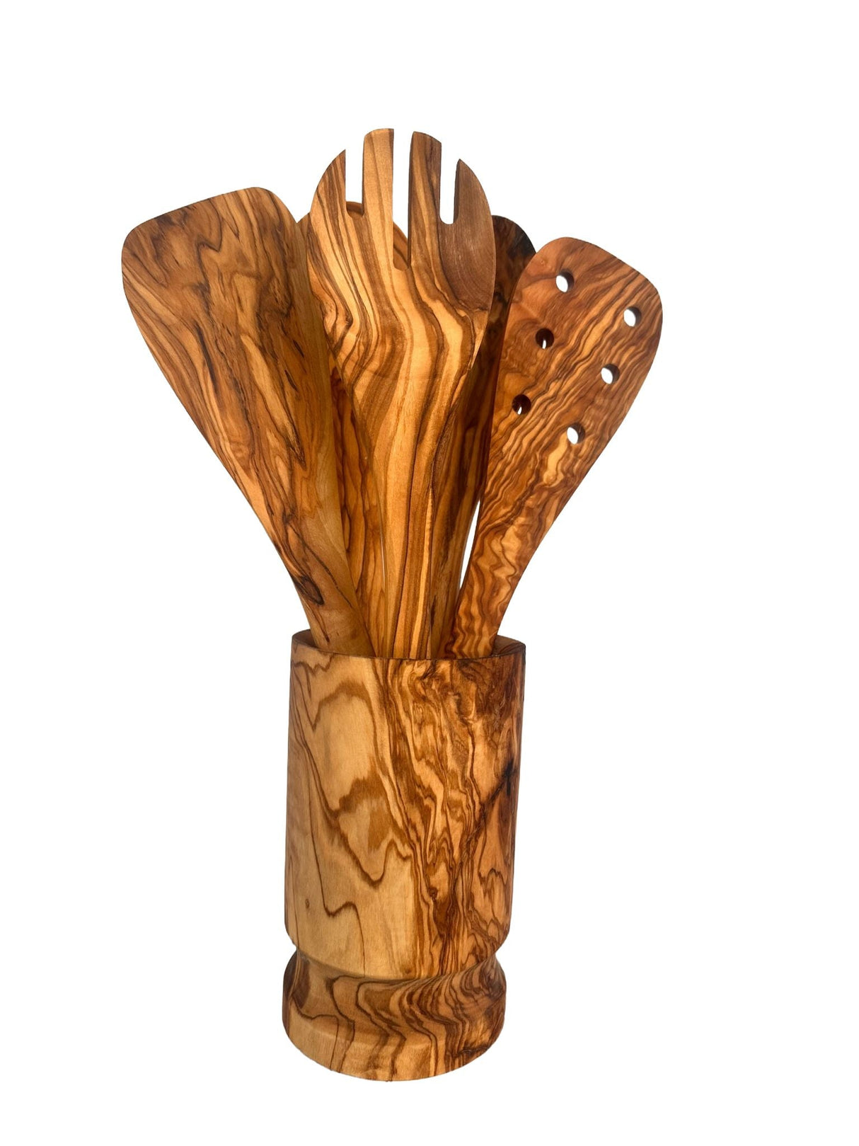 Olive Wood Kitchen Servers Set w/Holder -6 Pcs from Choixe