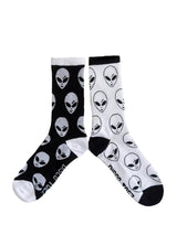 White & Black Alien Socks from Disco Toez