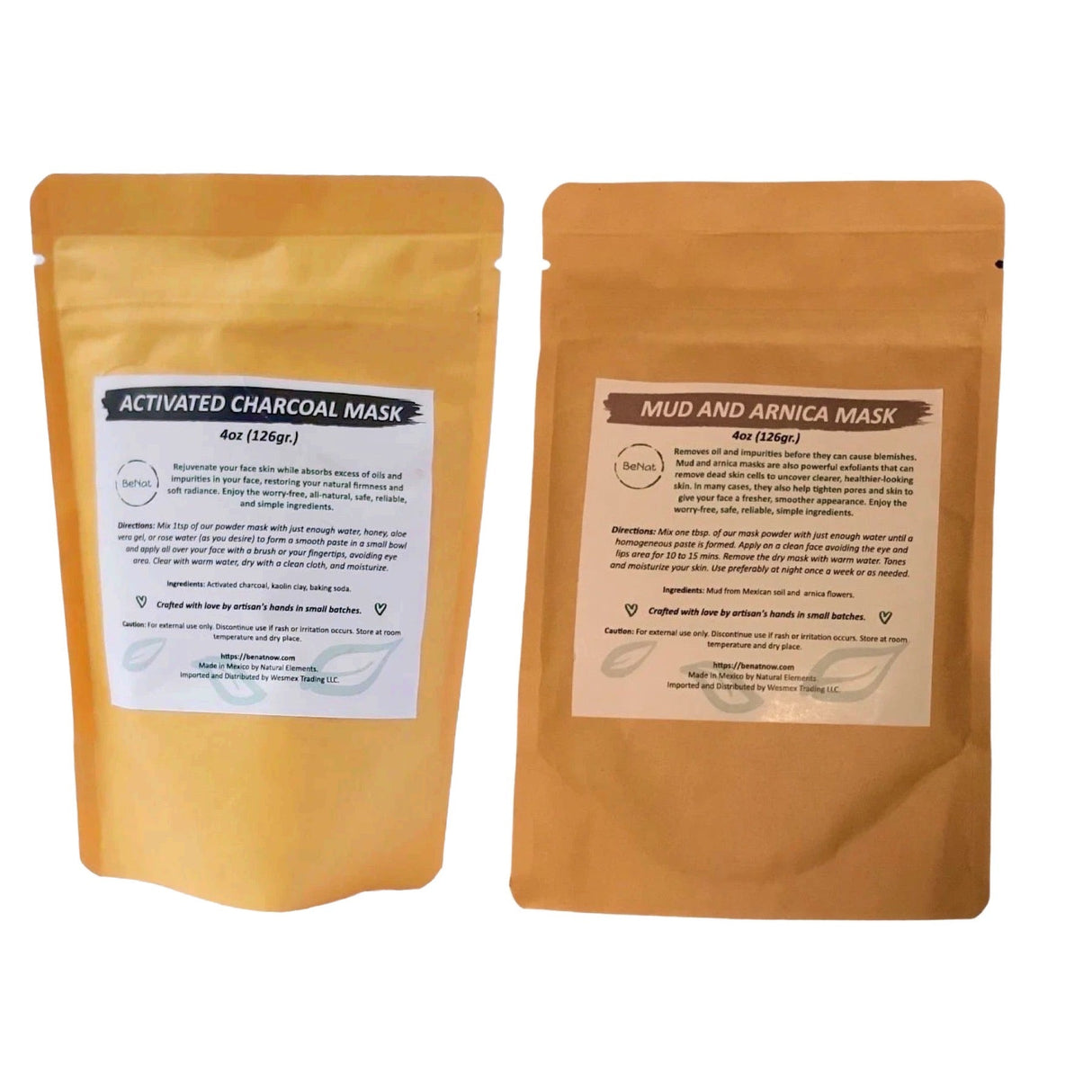 Activated Charcoal + Mud & Arnica Facial Masks Bundle from BeNat
