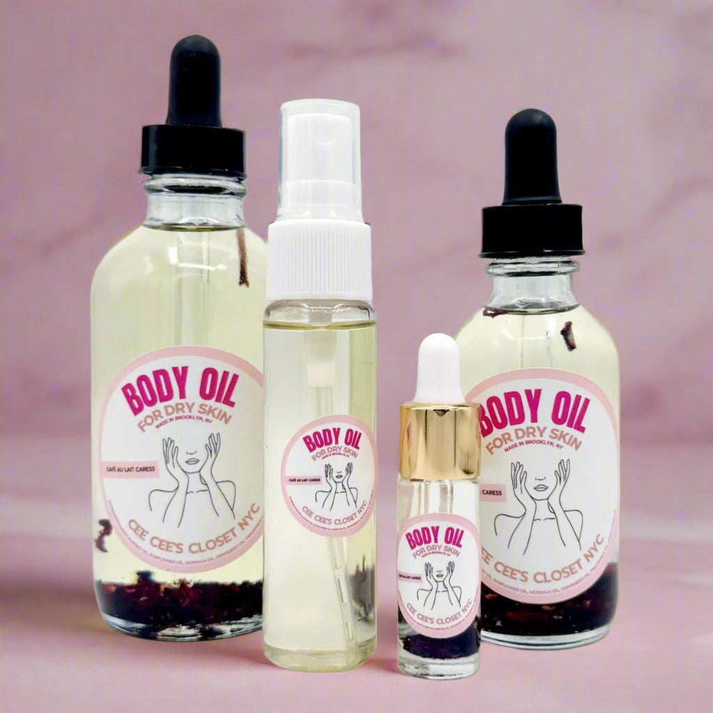 Café au Lait Caress Scented Dry Body Oil from Cee Cee's Closet NYC
