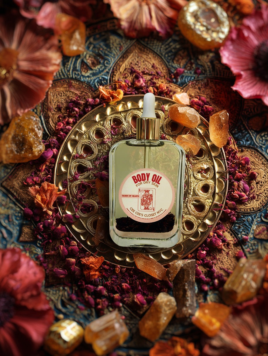 Queen of Hearts Scented Dry Body Oil from Cee Cee's Closet NYC
