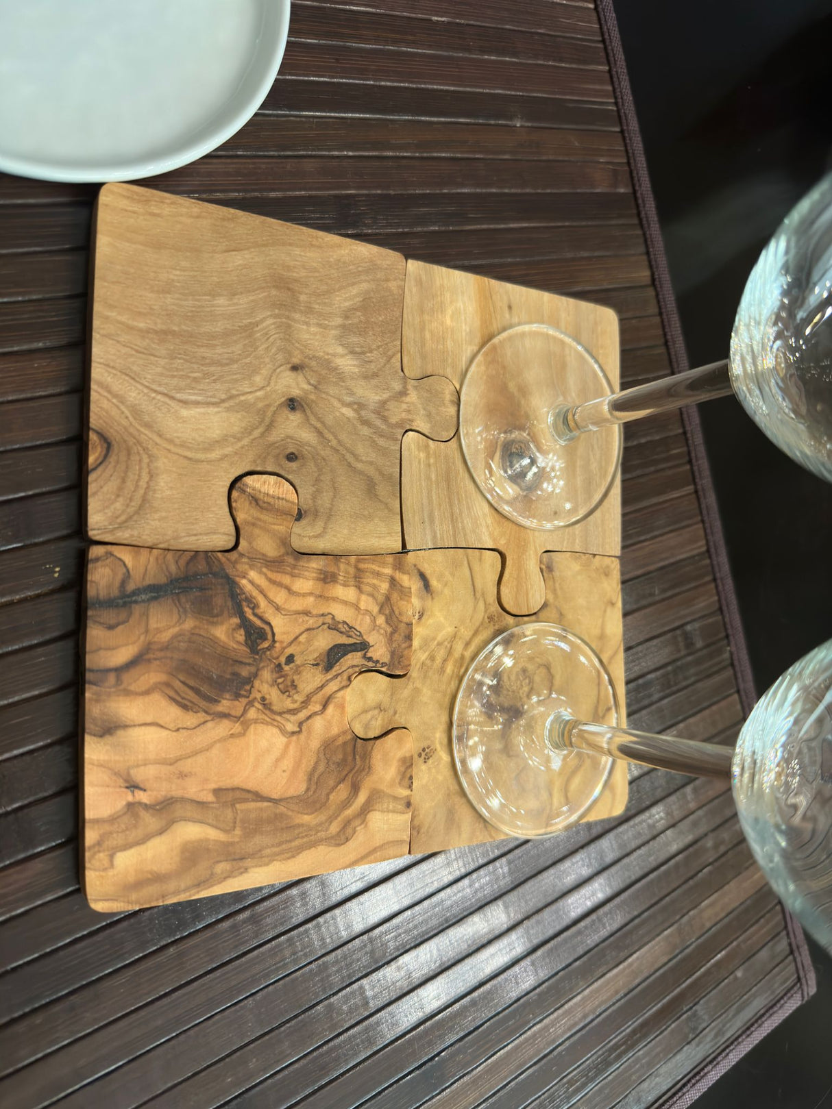 Olive Wood Coaster Puzzle 4-Pcs Set. from Choixe