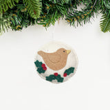 Whimsical Felt Bird Ornament - Cream from Upavim Crafts