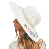 Always On Vacay Sequin Message Straw Panama Sun Hat from Madeline Love