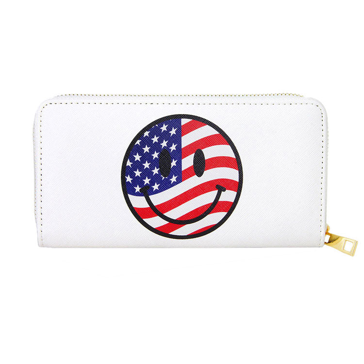 American USA Flag In Smiley Face Wallet  from Madeline Love