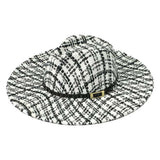 Belt Band Accented Check Patterned Panama Hat from Madeline Love