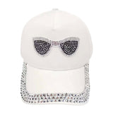 Bling Sunglasses Accented Studded Baseball Cap from Madeline Love