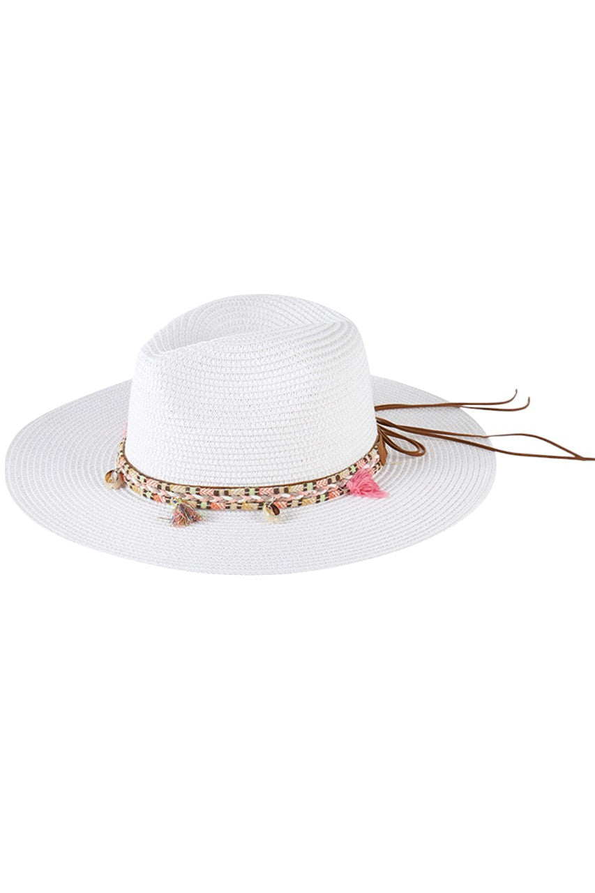 Boho Tassel Multi Color Band Summer Straw Sun Hat from Madeline Love