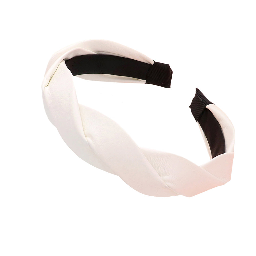 Braided Solid Faux Leather Headband from Madeline Love