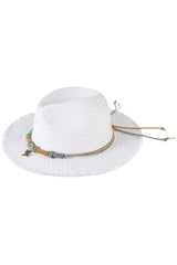 Braided Starfish Band Frayed Straw Summer Sun Hat from Madeline Love