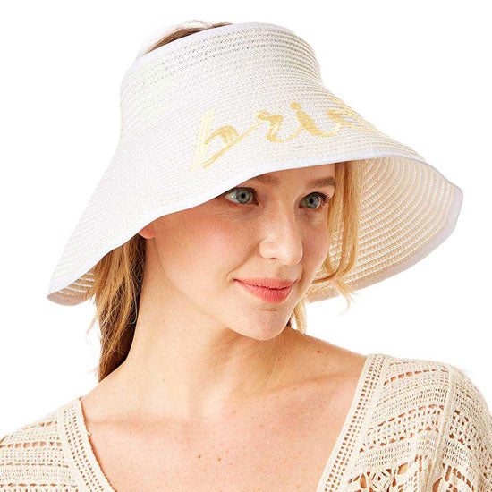 Bride Message Roll Up Foldable Visor Sun Hat from Madeline Love
