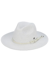 C.C Leather String Rope Band Paper Panama Hat from Madeline Love