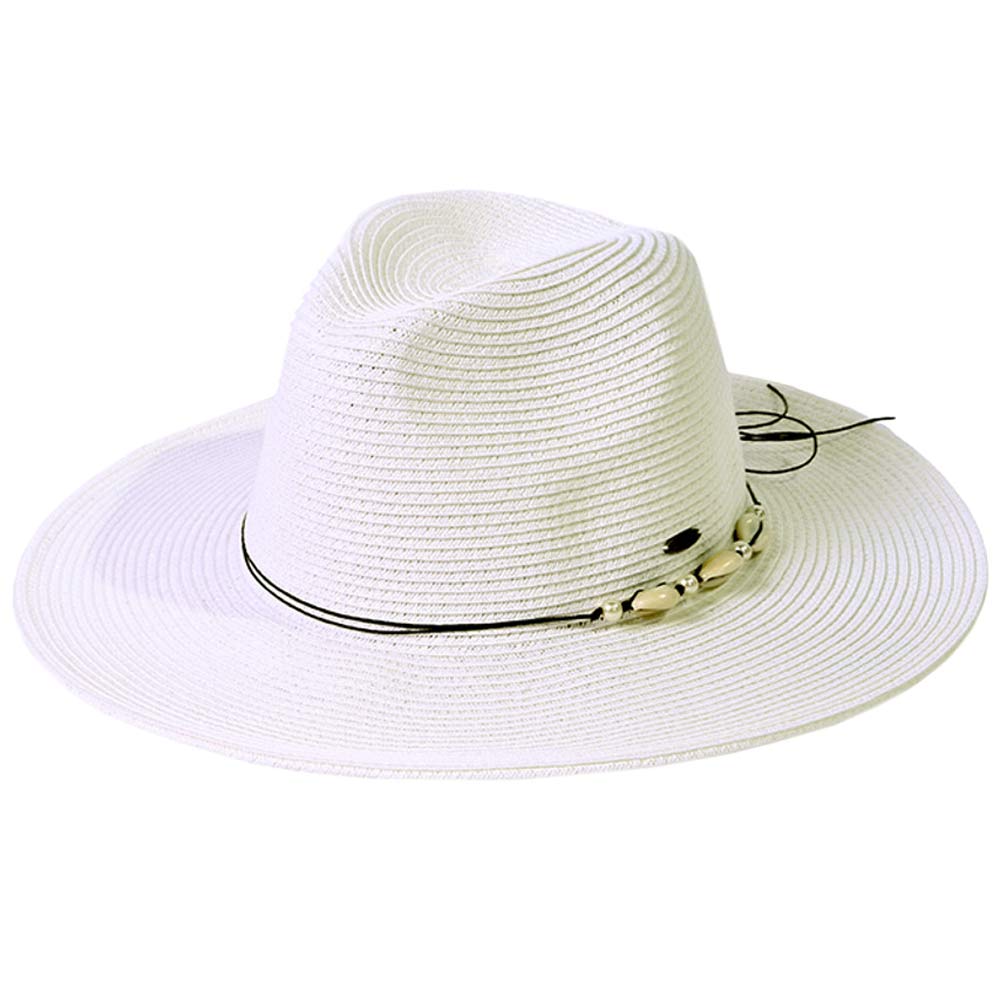 C.C Shell And Pearl Trim Band Panama Sun Hat from Madeline Love