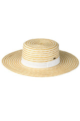C.C Stripe Pattern Boater Sun Hat from Madeline Love