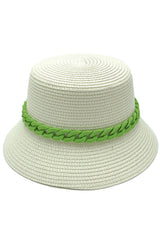 CHAIN BAND STRAW BUCKET HAT from Madeline Love