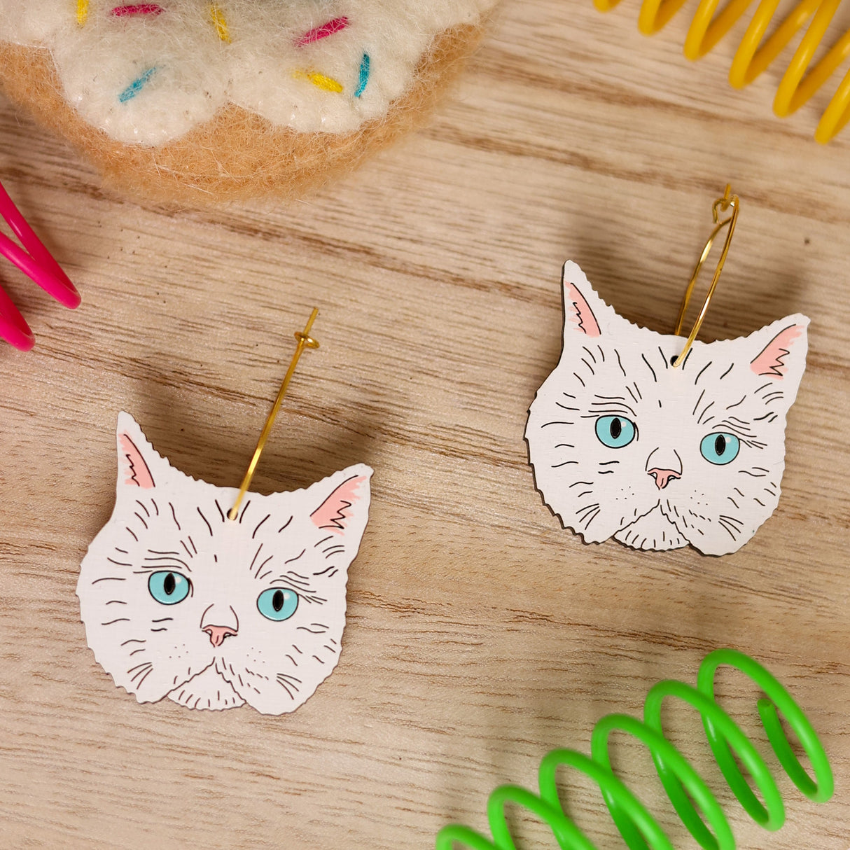 Persian White Cat Hoops from LE CHIC MIAMI