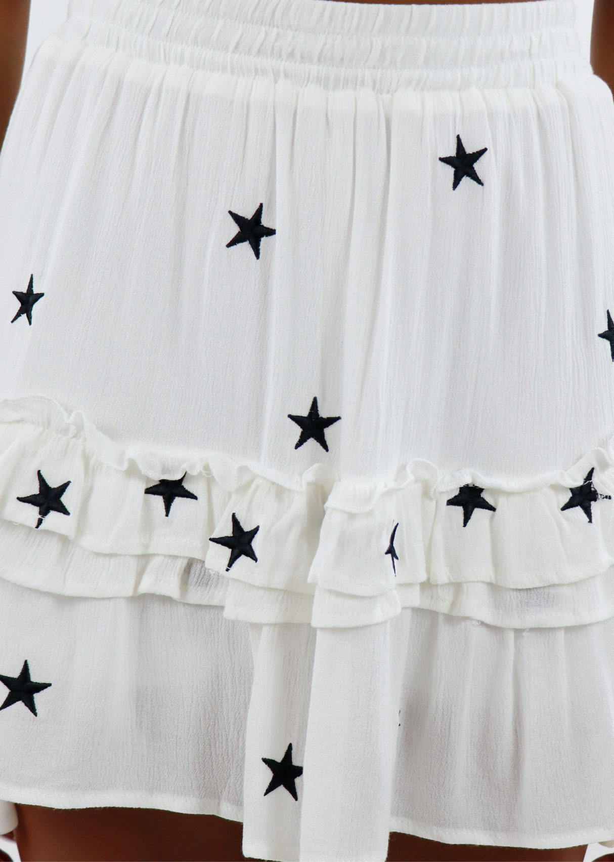Dancing In The Moonlight Skirt ★ White With Black Stars From Rock N Rags