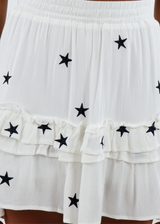 Dancing In The Moonlight Skirt ★ White With Black Stars From Rock N Rags