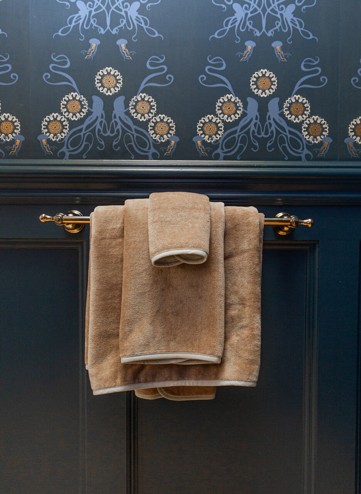 French Terry Bath Towel Collection in White Sand from Timo & Violet