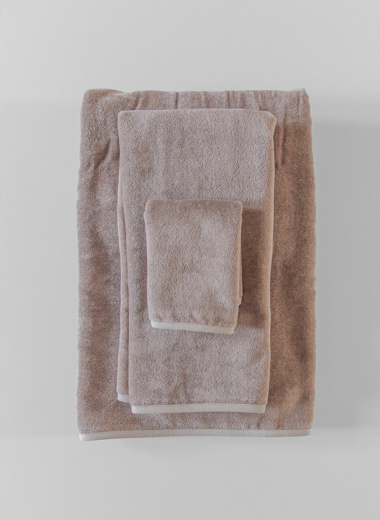 French Terry Bath Towel Collection in White Sand from Timo & Violet
