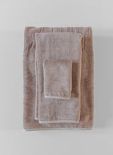 French Terry Bath Towel Collection in White Sand from Timo & Violet