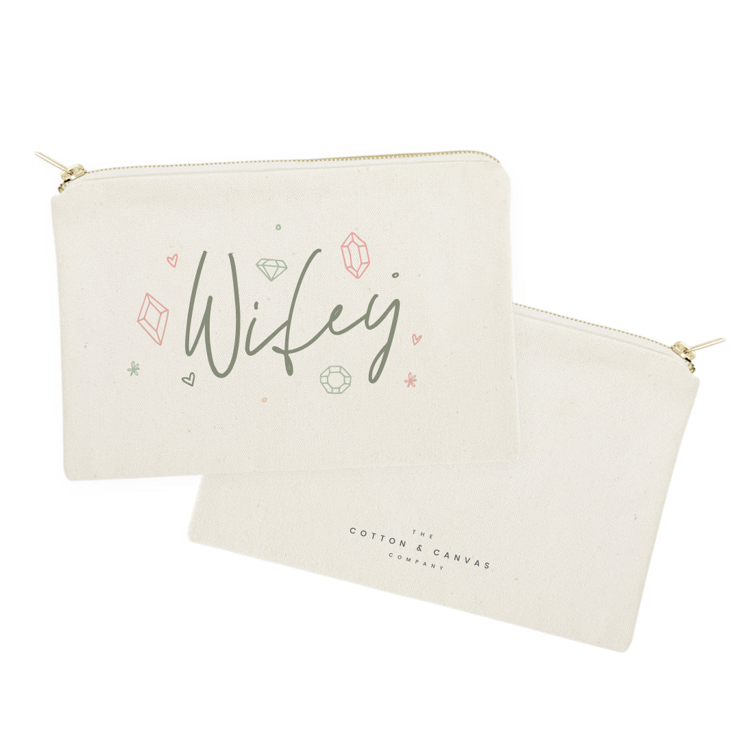 Wifey with Gemstone Cotton Canvas Cosmetic Bag from The Cotton & Canvas Co.