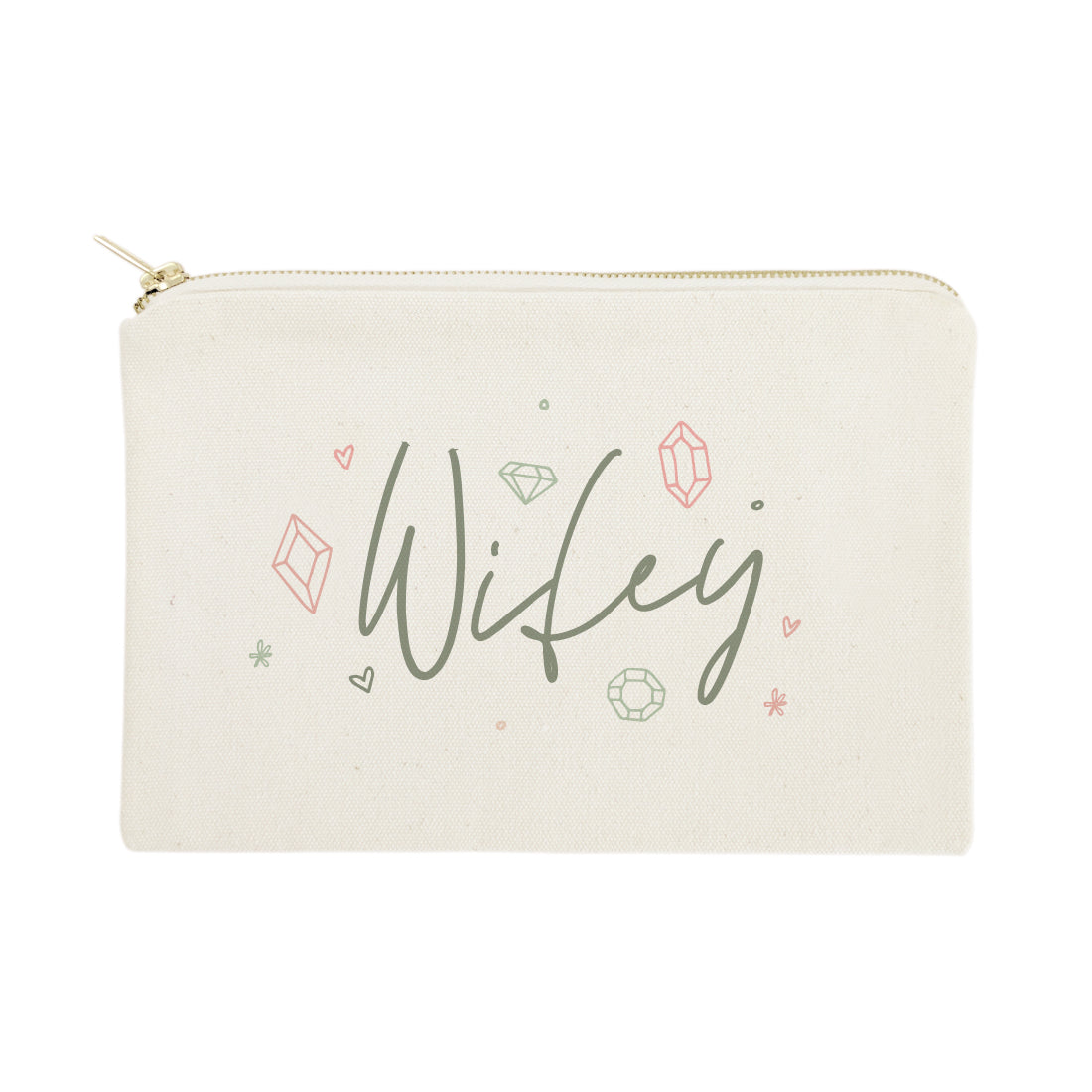 Wifey with Gemstone Cotton Canvas Cosmetic Bag from The Cotton & Canvas Co.