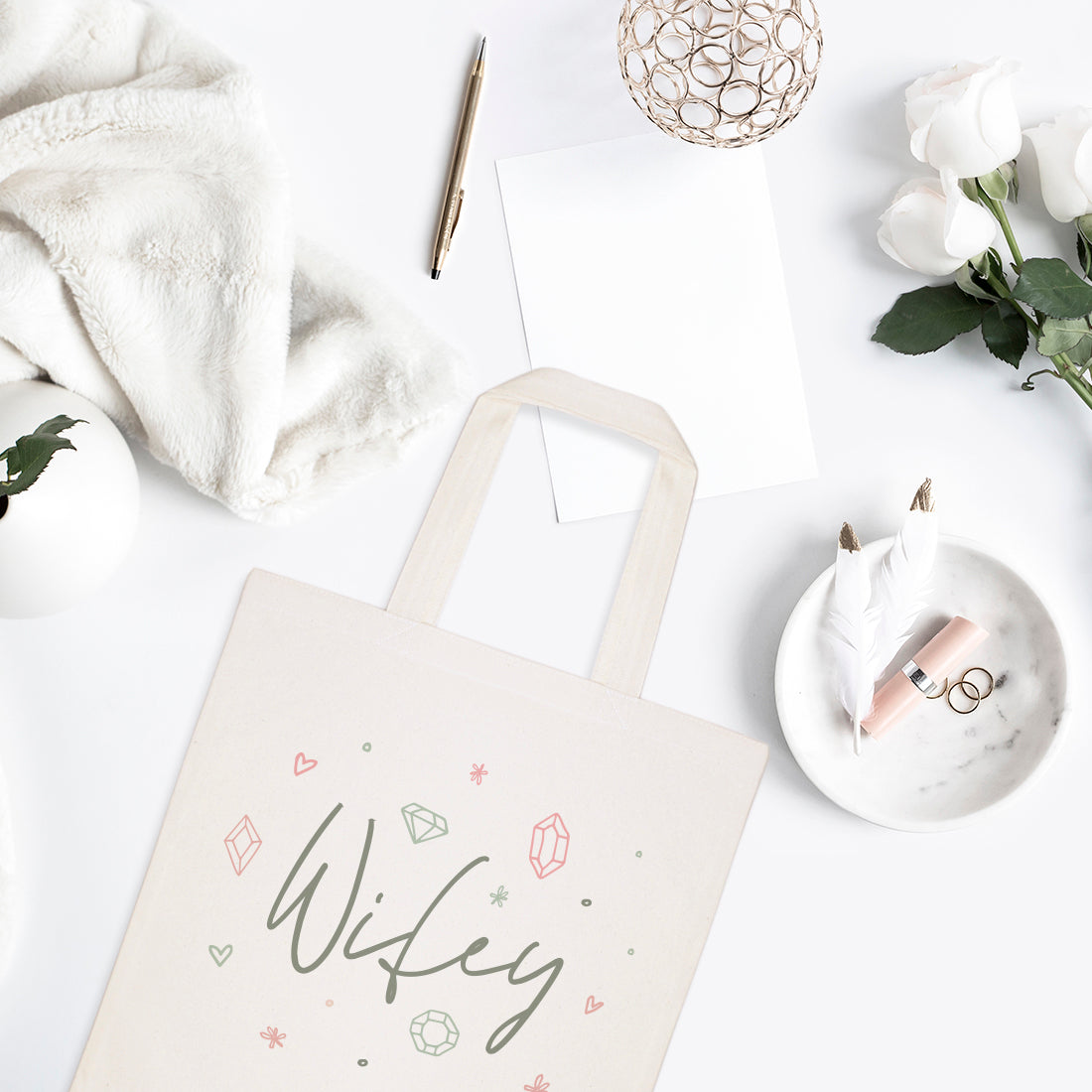 Gemstone Wifey Wedding Cotton Canvas Tote Bag from The Cotton & Canvas Co.