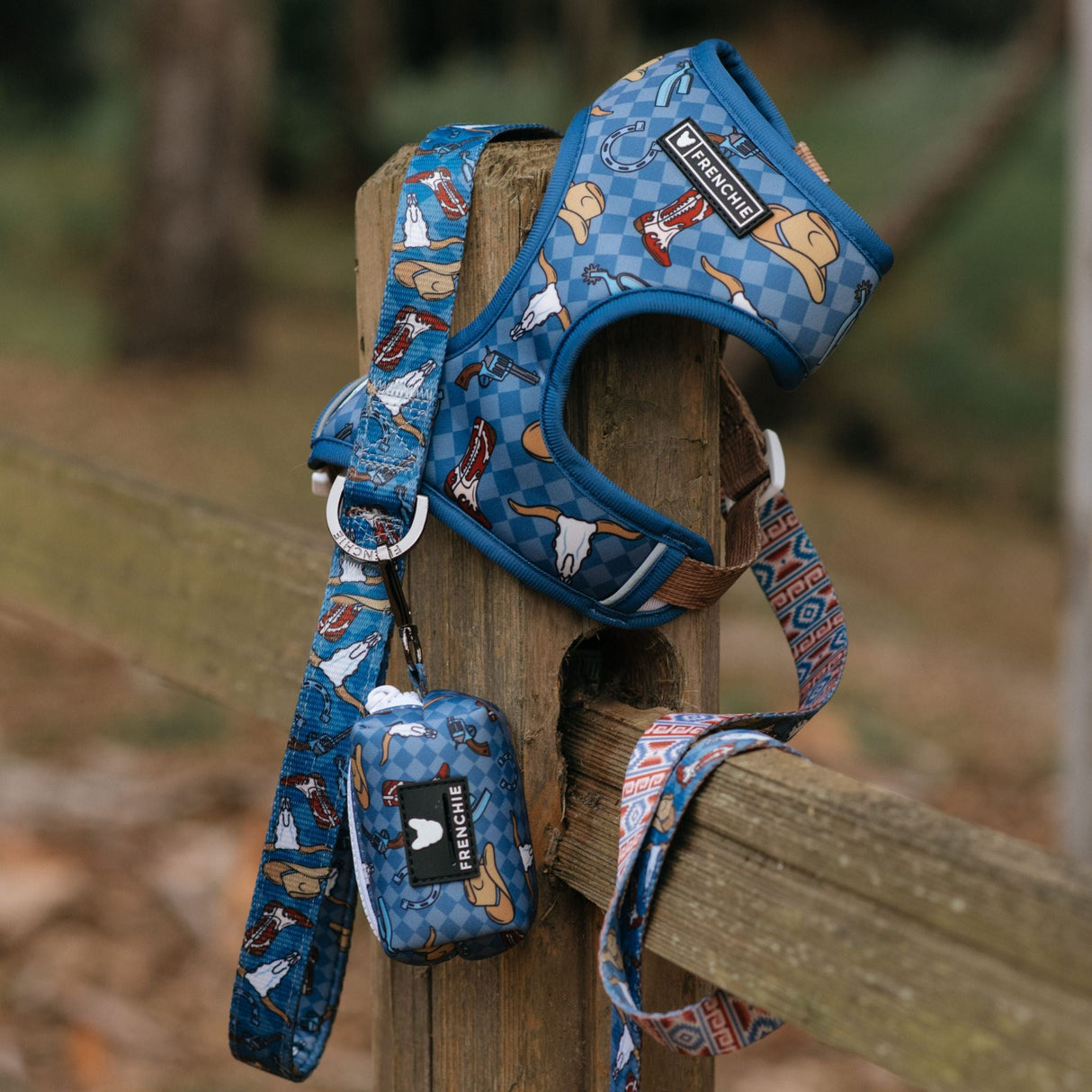 Frenchie Poo Bag Holder - Wild West- Blue from Frenchie Bulldog