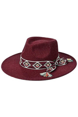 C.C Aztec Trim Band Vegan Felt Panama Hat from Madeline Love