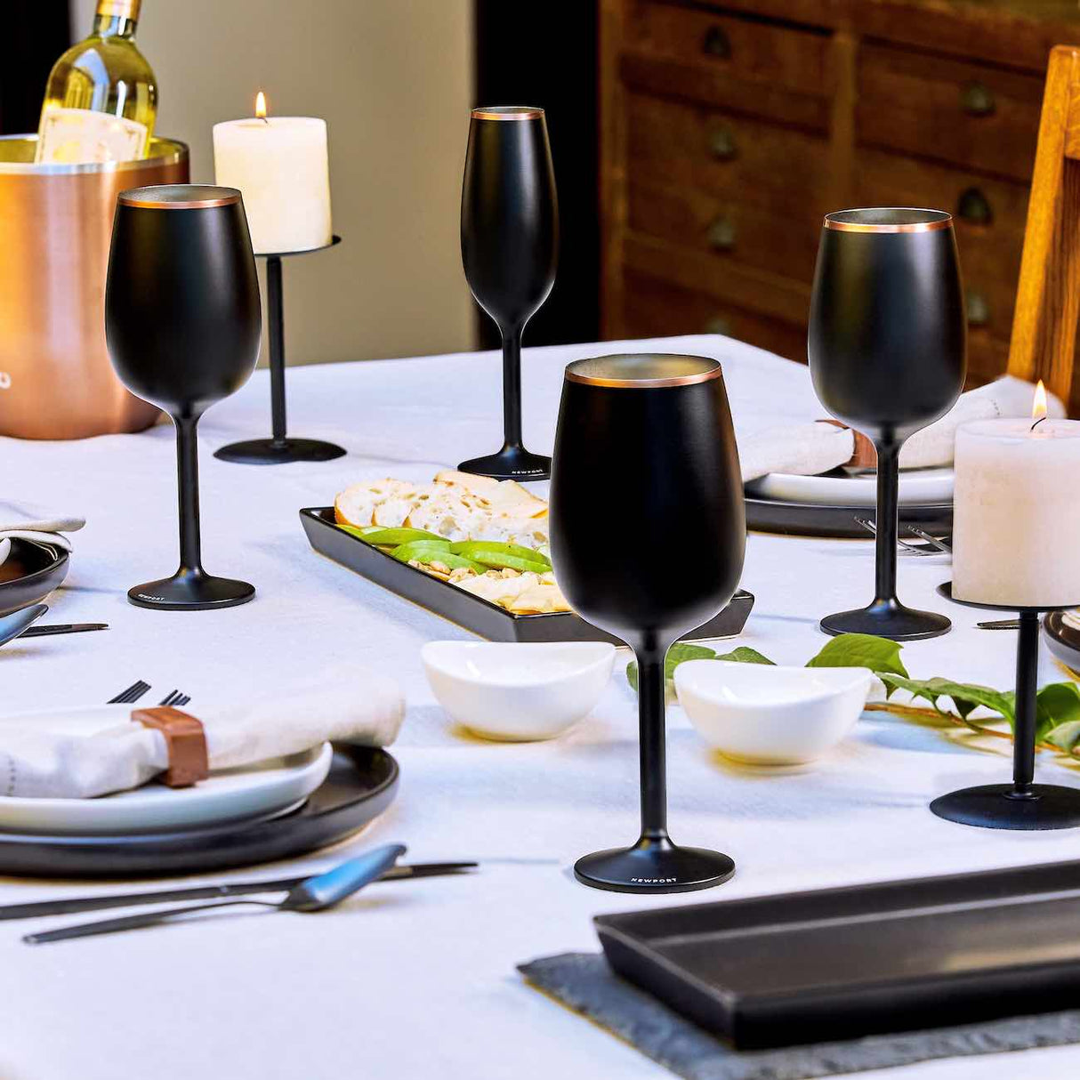 Stainless Steel Stemmed Wine Glass, Black from Snowfox