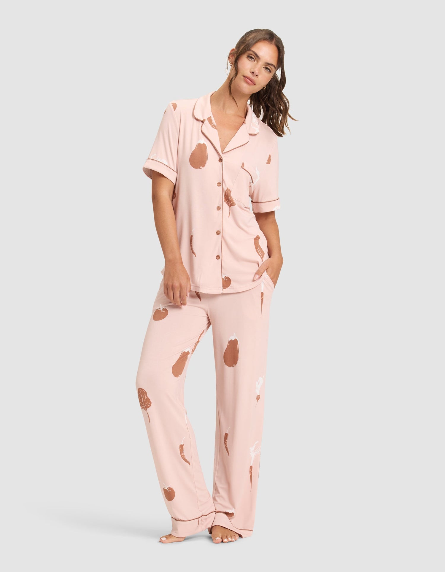 Women's Bamboo Stretch-Knit Short Sleeve & Pant Pajama Set from Cozy Earth