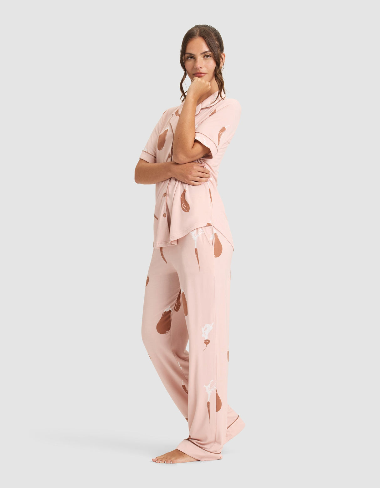 Women's Bamboo Stretch-Knit Short Sleeve & Pant Pajama Set from Cozy Earth