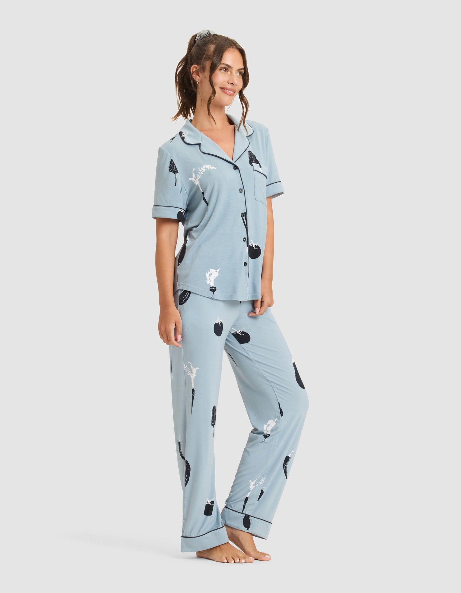 Women's Bamboo Stretch-Knit Short Sleeve & Pant Pajama Set from Cozy Earth