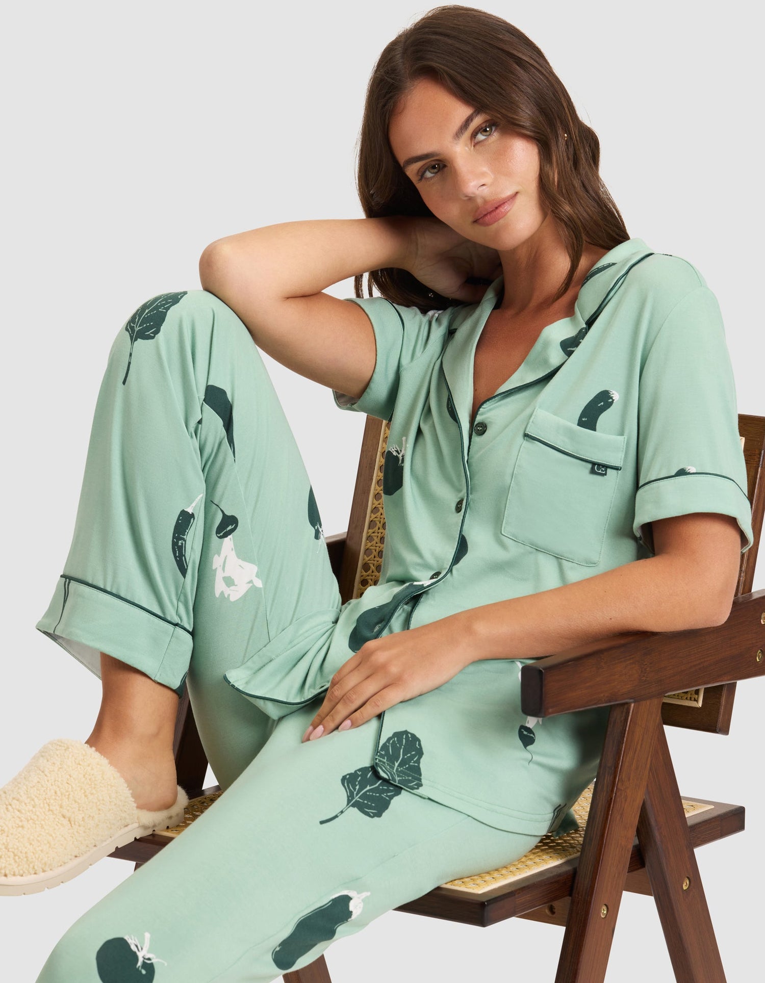 Women's Bamboo Stretch-Knit Short Sleeve & Pant Pajama Set from Cozy Earth