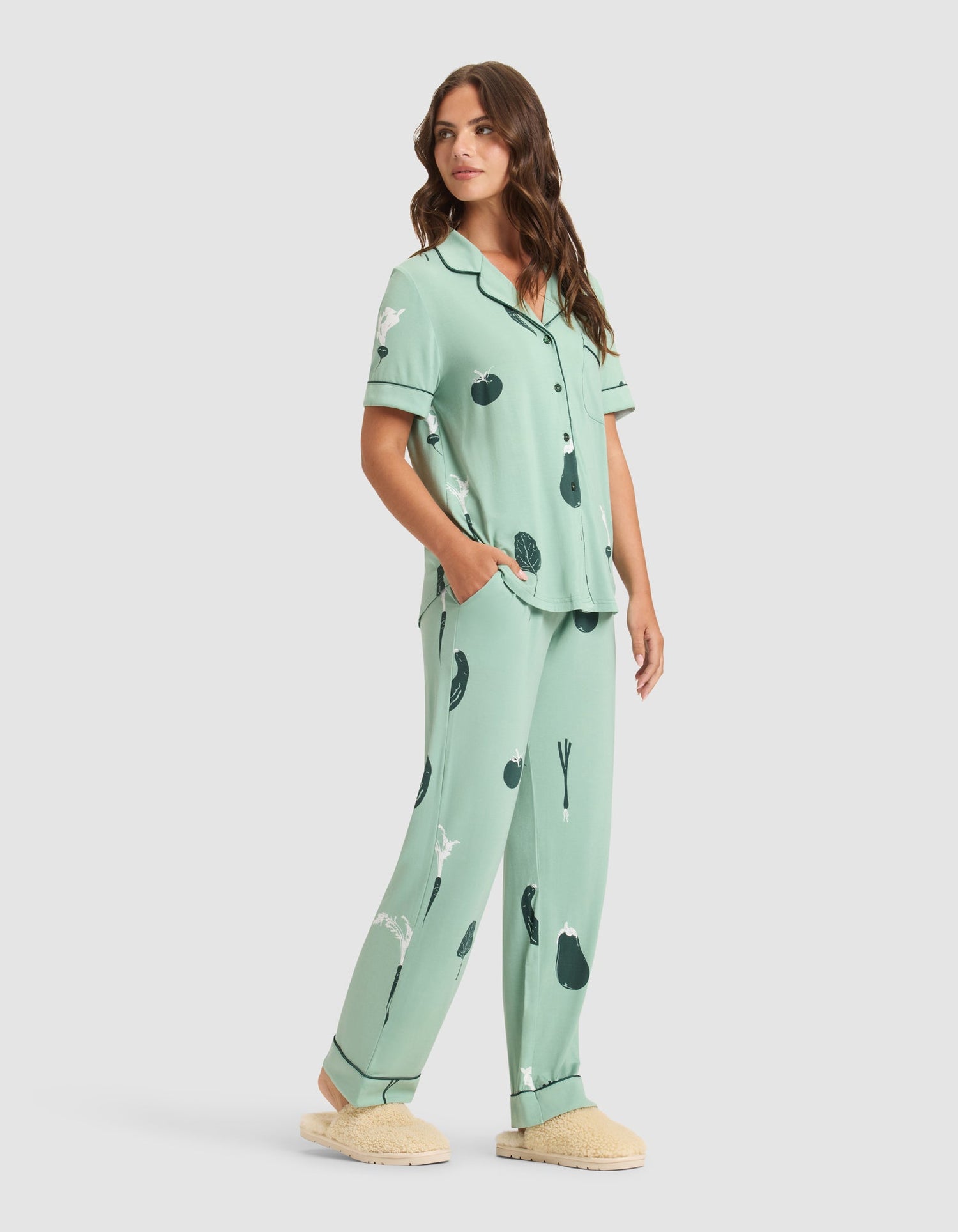 Women's Bamboo Stretch-Knit Short Sleeve & Pant Pajama Set from Cozy Earth