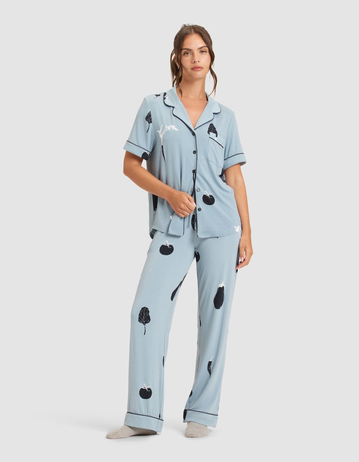 Women's Bamboo Stretch-Knit Short Sleeve & Pant Pajama Set from Cozy Earth