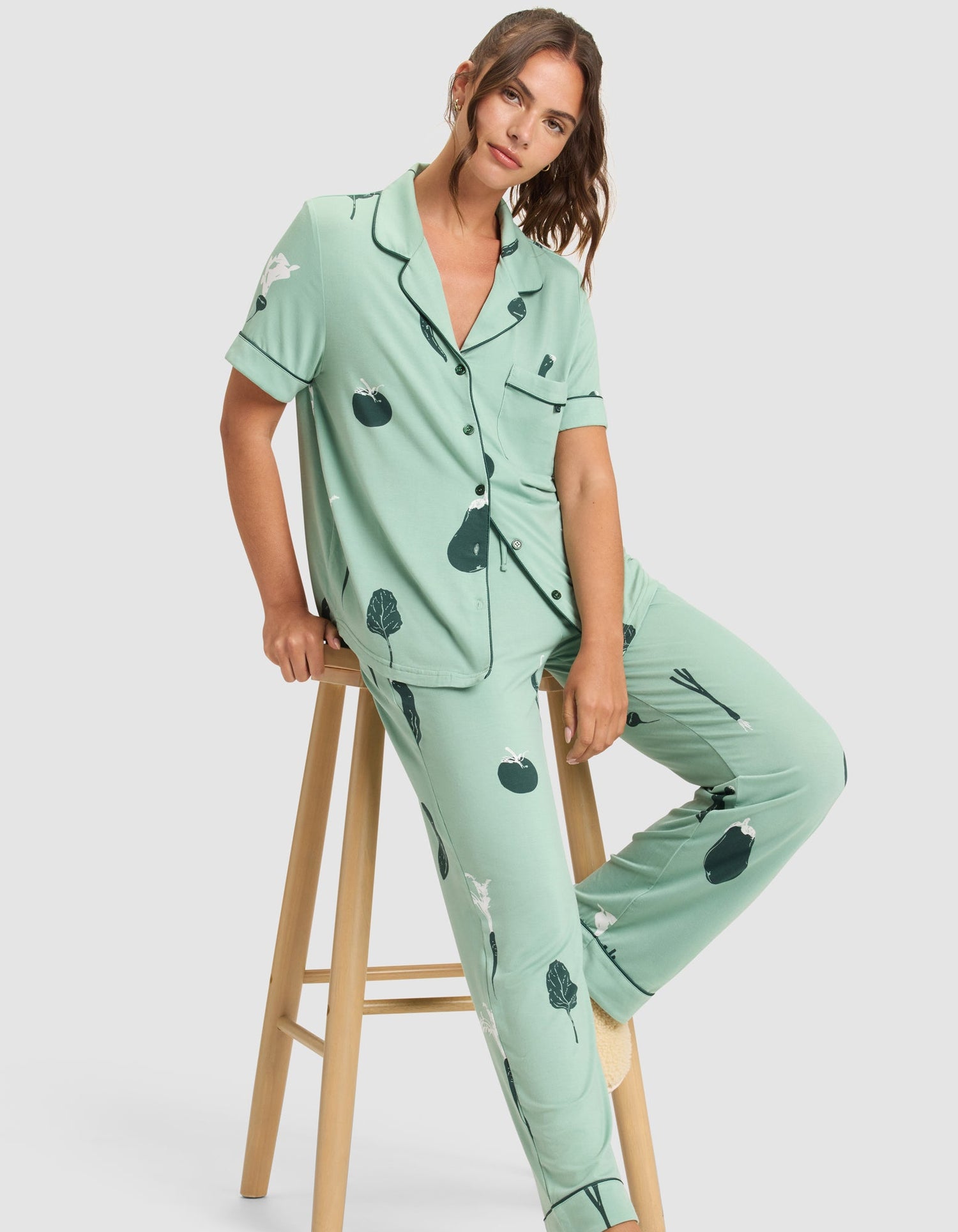 Women's Bamboo Stretch-Knit Short Sleeve & Pant Pajama Set from Cozy Earth